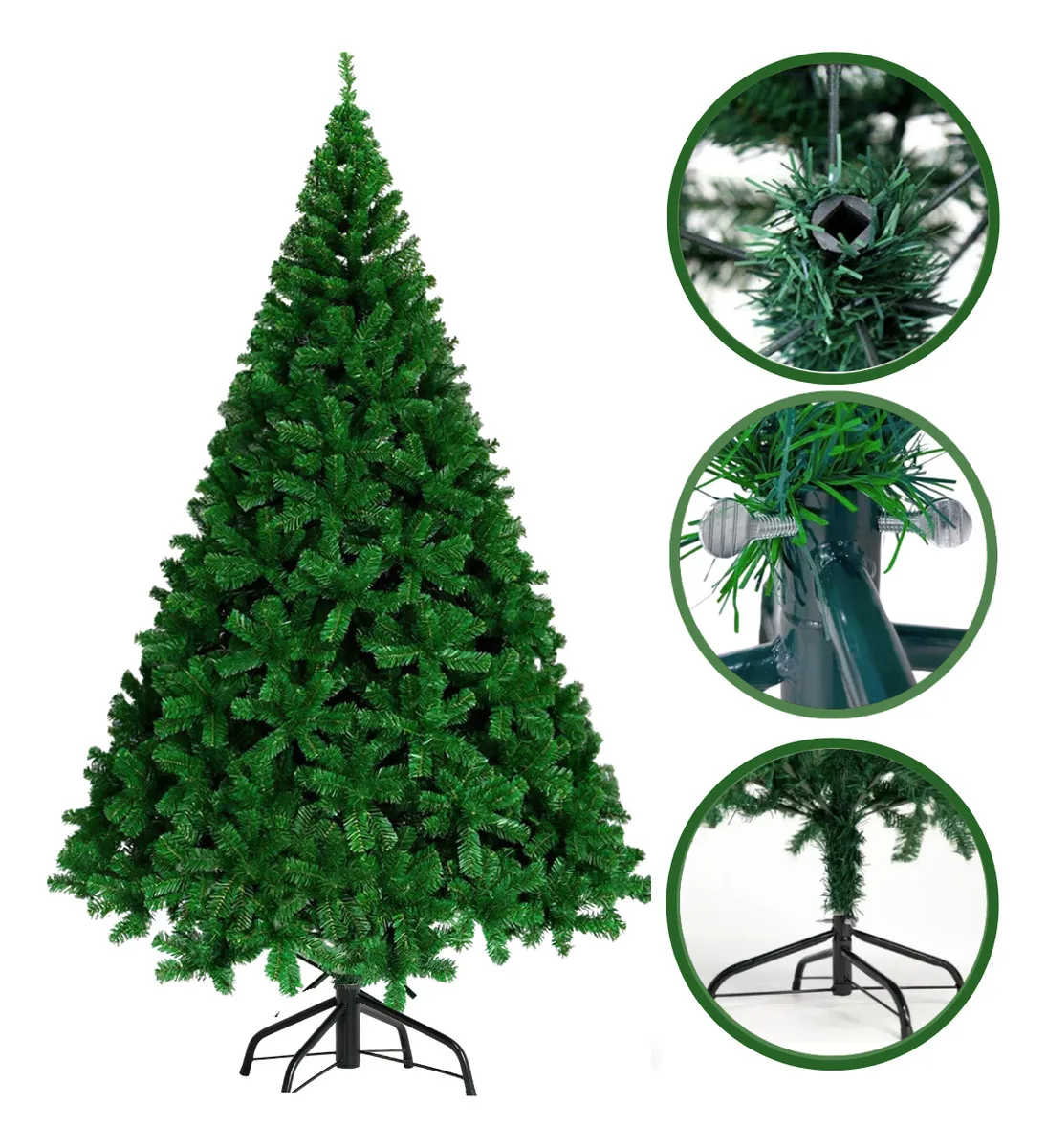 Árvore De Natal 180cm 800 Galhos Pinheiro Cheia Premium Top Cor Verde