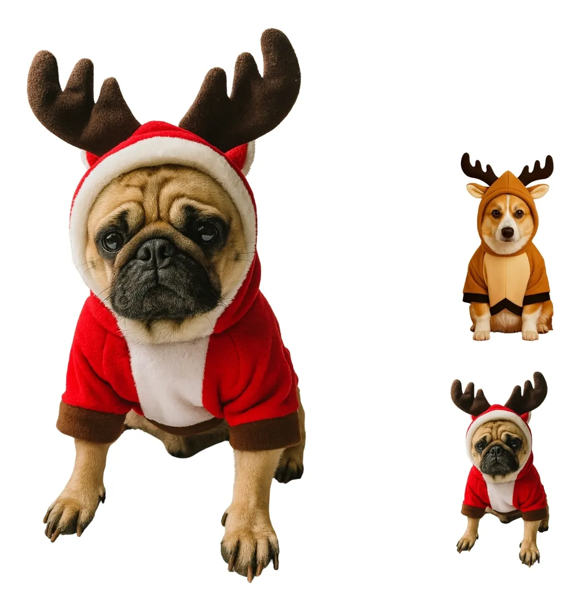 Fantasia Kigurume Pet Roupa Rena Natal Papai Noel Cachorro