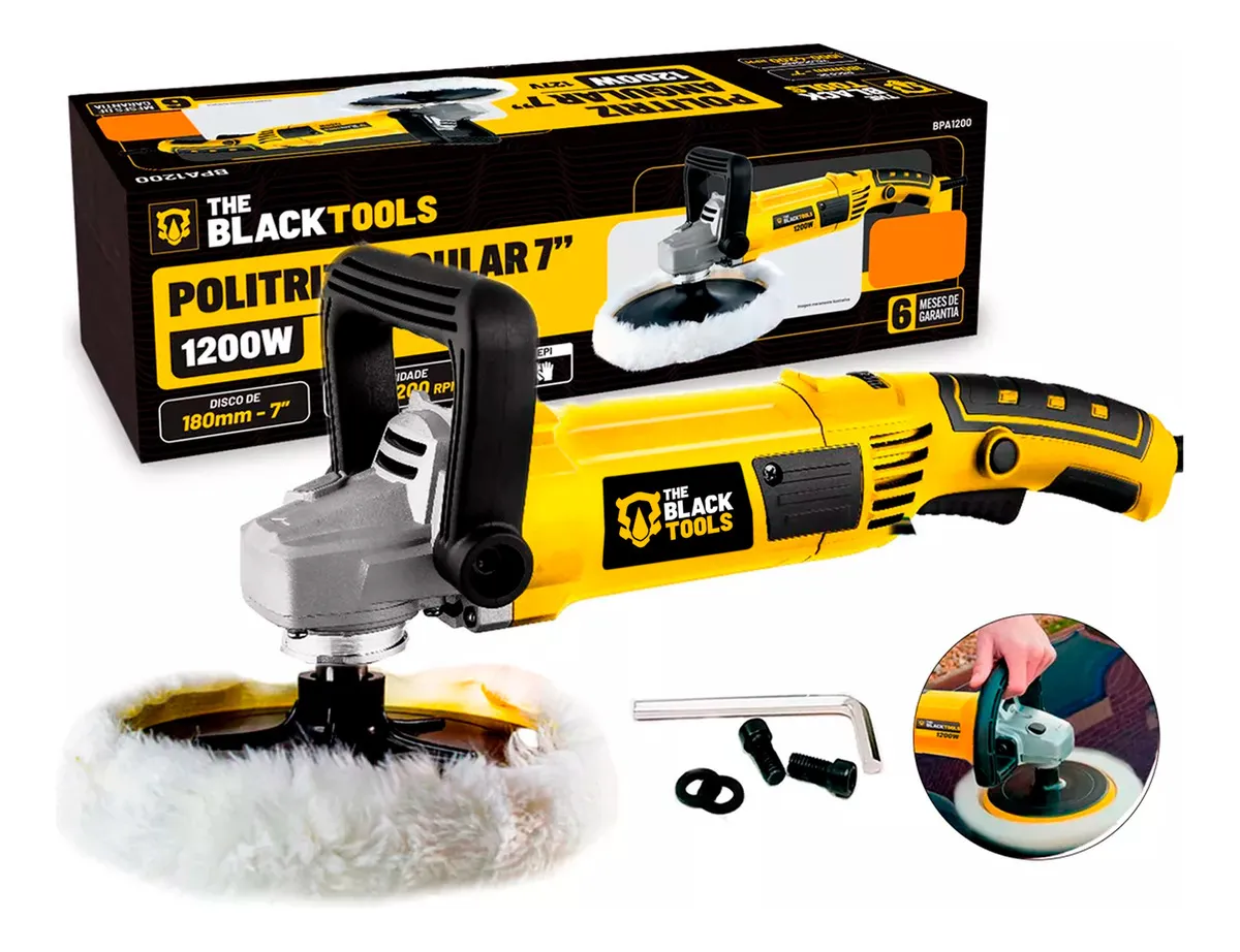 Politriz Angular Automotiva 7 Polegadas 1200w 4200rpm Bpa1200 The Black Tools